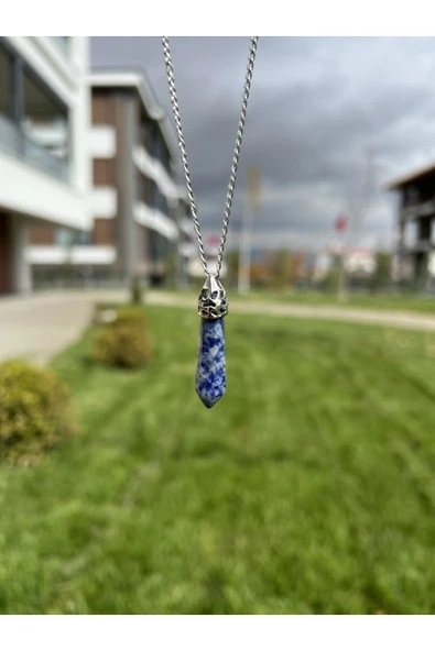 Sodalit Uzun Çivi Doğal Taş Kolye Tky0361 ürün görseli 1