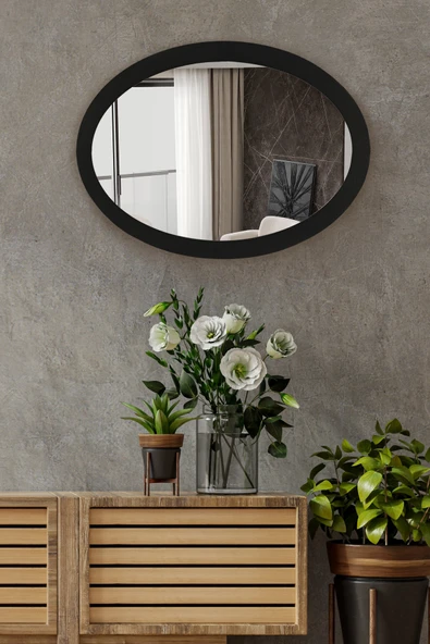 Trend Kitchen Lumerıa Modern Ahşap Çerçeveli Hol Koridor Salon Banyo Duvar Ve Makyaj Aynası (68x53 cm ) ürün görseli 1