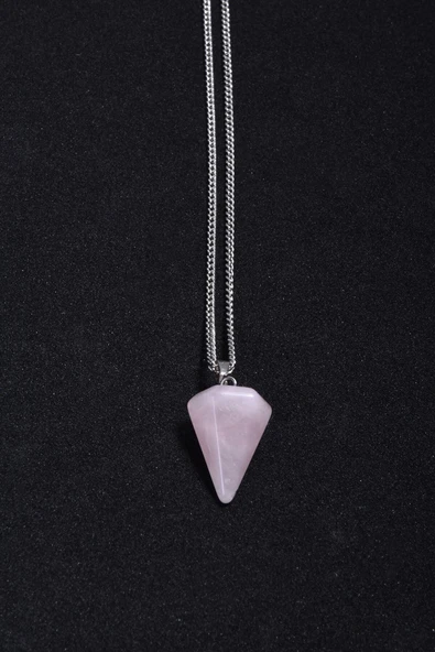 Pembe Kuvars Doğaltaş Pandül Kolye Tky0011 ürün görseli 1