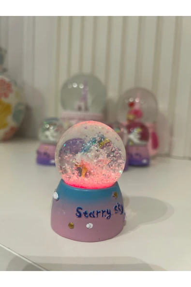 Unicorn Işıklı Mini Boy Kar Küresi Tky0434 - Resim 6