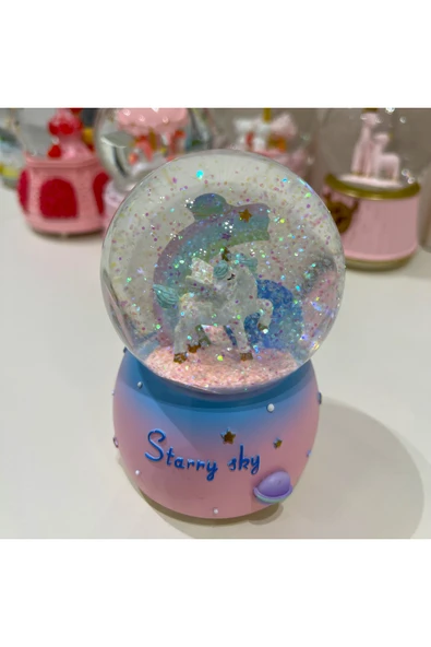 Unicorn Işıklı Müzikli Orta Boy Kar Küresi Tky0398 ürün görseli 1