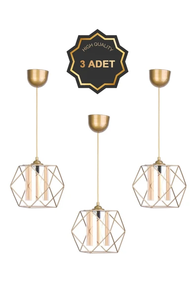 Trend Kitchen 3 Adet Trend Küp Eskitme Sarkıt Avize ürün görseli 1