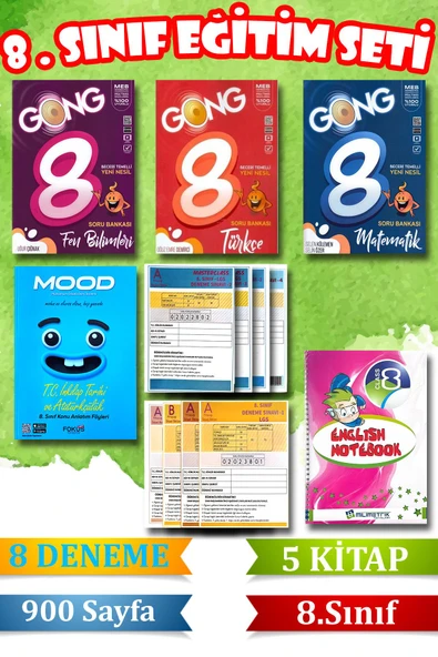8. Sınıf LGS Eğitim Seti - 5 Kitap + 8 Deneme - 900 Sayfa - Matematik Türkçe Fen İngilizce - Tüm Dersler ürün görseli 1