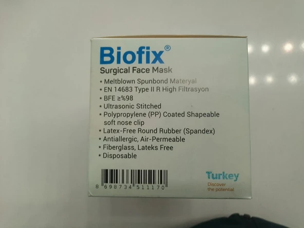 BİOFİX YÜZ MASKESİ 50 ADETLİ  mavi ürün görseli 1