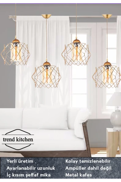 Trend Kitchen 4 Adet Trend Bal Mika Camlı Golden Salon Mutfak Banyo Yatak Odası Çocuk Odası Antre Sarkıt Avize ürün görseli 1