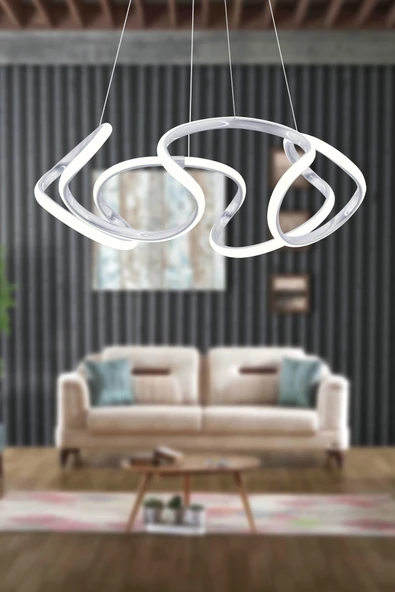 Trend Kitchen Liva Modern Krom Sarkıt Beyaz Işık Led Avize Salon Mutfak Oda Hol Led Aydınlatma ürün görseli 1