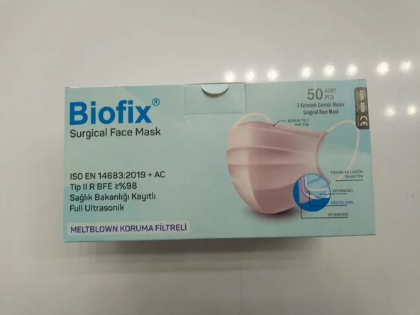 BİOFİX YÜZ MASKESİ 50 ADETLİ  mavi - Resim 2