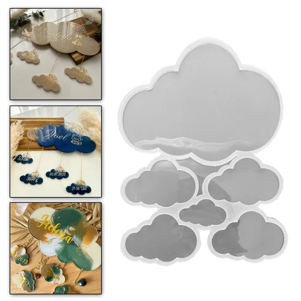 Epoksi Bulut Baby Shower Kapı Süsü Kalıbı ürün görseli 1