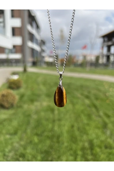 Kaplangözü Faset Kesim Damla Doğal Taş Kolye Tky0376 ürün görseli 1