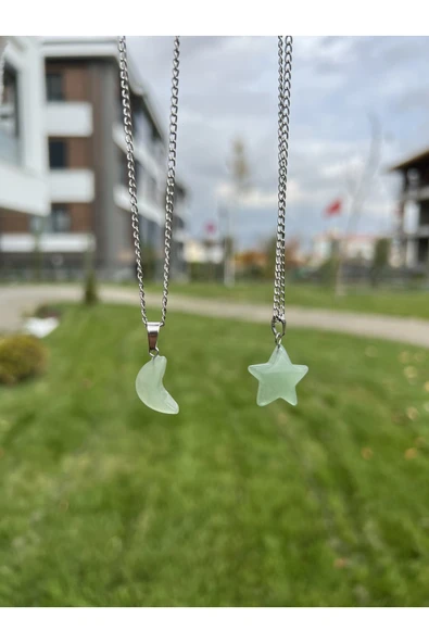 Aventurin Hilal Yıldız Doğal Taş Takım Kolye Tky0354 ürün görseli 1