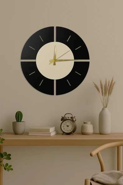 Trend Kitchen Velora Model Modern Tasarım Dekoratif Ahşap Duvar Saati ürün görseli 1