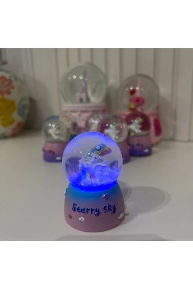 Unicorn Işıklı Mini Boy Kar Küresi Tky0434 - Resim 4