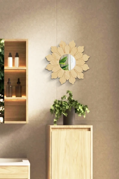 Trend Kitchen Solvia Model Dekoratif Ahşap Yaprak Formlu Aynalı Duvar Dekoru ürün görseli 1