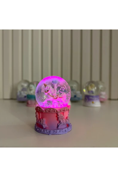Unicorn Işıklı Mini Boy Kar Küresi Tky0380 - Resim 4
