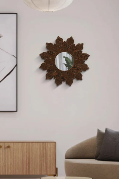 Trend Kitchen Solvia Model Dekoratif Ahşap Yaprak Formlu Aynalı Duvar Dekoru ürün görseli 1