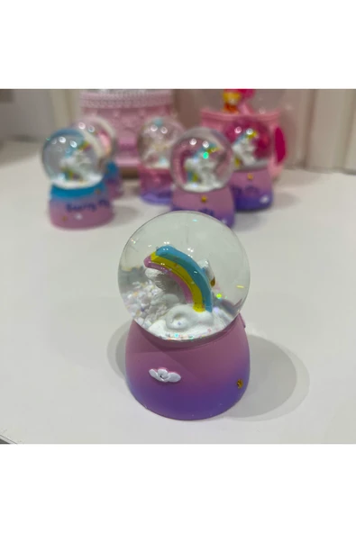 Unicorn Işıklı Mini Boy Kar Küresi Tky0434 - Resim 2