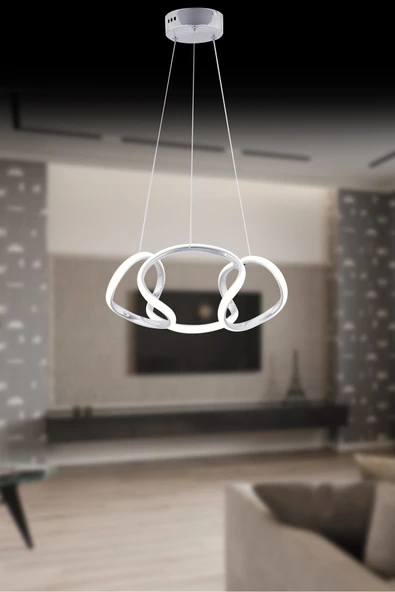 Trend Kitchen Trend Argentum Eskitme Salon, Mutfak, Oda Antre Ve Hol Beyaz Power Ledli Avize ürün görseli 1