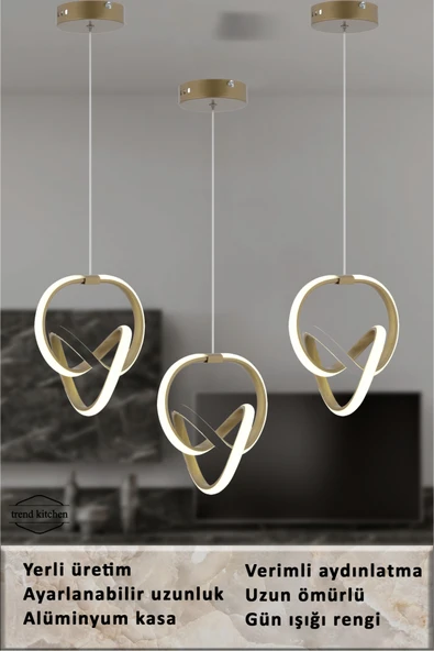 Trend Kitchen İnfinitum Trend 3 Adet Eskitme Sarkıt Salon Mutfak, Oturma Odası Hol Avize Aydınlatma ürün görseli 1