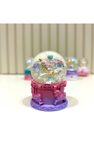 Unicorn Işıklı Mini Boy Kar Küresi Tky0380 - Resim 2