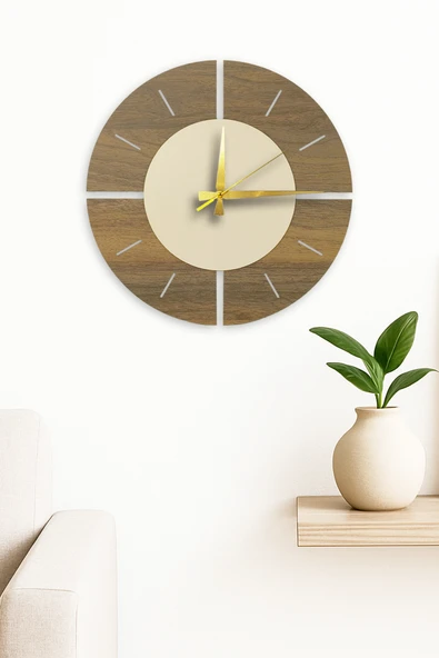Trend Kitchen Velora Model Modern Tasarım Dekoratif Ahşap Duvar Saati ürün görseli 1