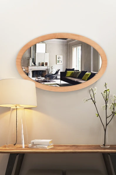 Trend Kitchen Lumerıa Modern Ahşap Çerçeveli Hol Koridor Salon Banyo Duvar Ve Makyaj Aynası (68x53 cm ) ürün görseli 1