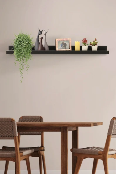 Trend Kitchen Lavento Siyah Ahşap Dekoratif Çerçeve Ve Aksesuar Rafı (100 cm ) ürün görseli 1