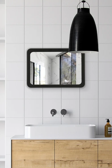 Trend Kitchen Belvano Modern Ahşap Çerçeveli Antre, Hol Koridor Salon Banyo Duvar Ve Makyaj Aynası (53x35) ürün görseli 1