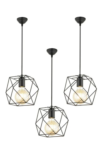 Trend Kitchen 3 Adet Siyah Trend Avize ürün görseli 1
