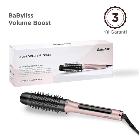 Babyliss Volume Boost İyon Etkili 4 Isı Ayarlı Seramik Isıtıcı Gövdeli Termal Saç Fırçası Pembe HSB200E ürün görseli 1
