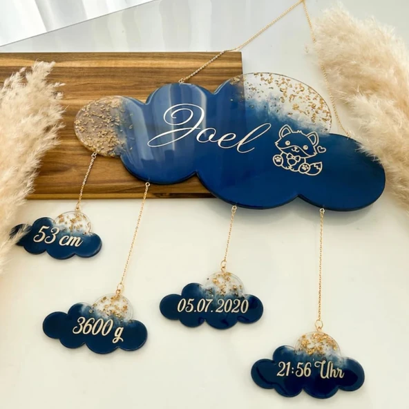 Epoksi Bulut Baby Shower Kapı Süsü Kalıbı - Resim 6
