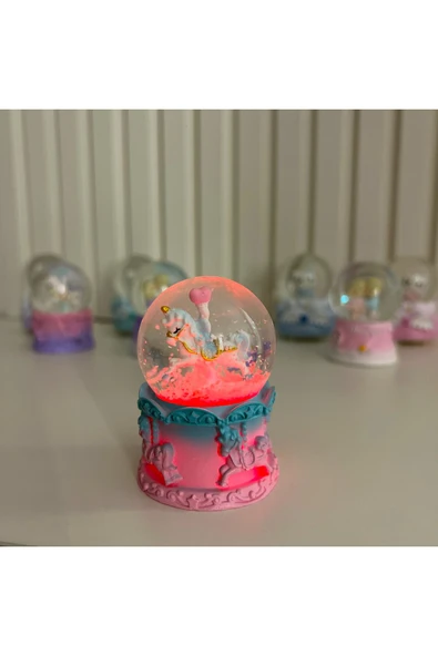 Unicorn Işıklı Mini Boy Kar Küresi Tky0381 - Resim 4