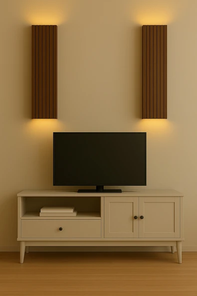Trend Kitchen Ahşap Dekoratif Otantik Tasarım 2 Adet 34 Cm Otel, Kafe, Restoran, Balkon Pilli Peri Led Aplik ürün görseli 1