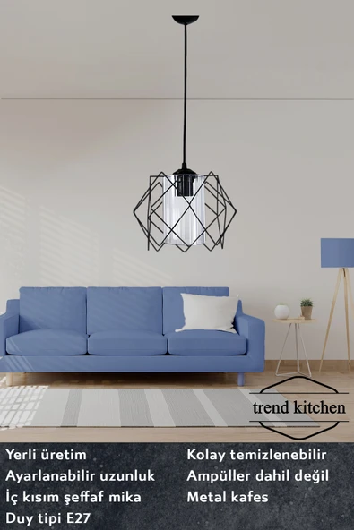 Trend Kitchen Trend Siyah Jaka Lüx Salon, Mutfak, Yatak Odası, Koridor Ve Oturma Odası Sarkıt Avize Aydınlatma ürün görseli 1