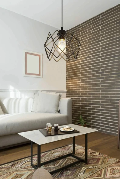 Trend Kitchen Siyah Çok Kare Tekli Sarkıt Avize - Resim 2