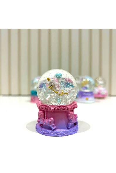 Unicorn Işıklı Mini Boy Kar Küresi Tky0380 - Resim 3