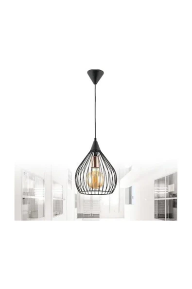 Trend Kitchen Siyah Kafes Tekli Sarkıt Avize ürün görseli 1