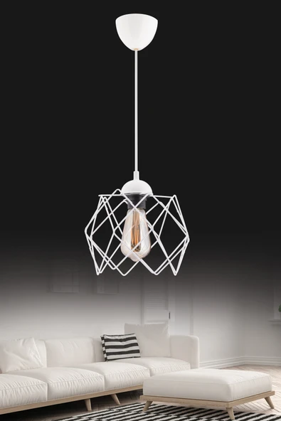Trend Kitchen Modern Elegante Tekli Beyaz Salon Mutfak Oda Hol Avize (CAMSIZ) ürün görseli 1