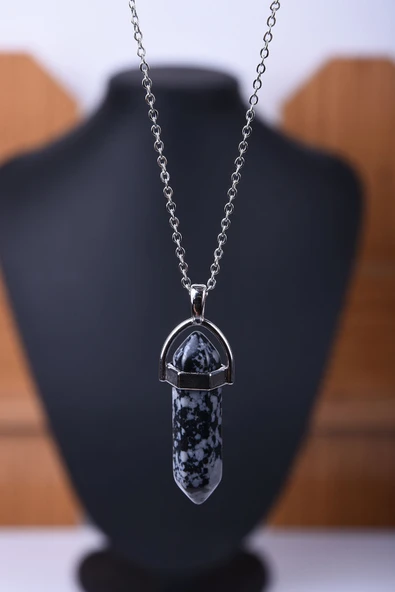 Obsidyen Doğal Taş Çivi Kolye Tky0027 ürün görseli 1