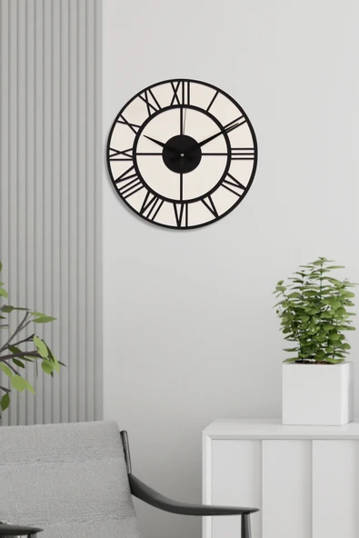 Trend Kitchen Bosquea Modern Dekoratif Sessiz Mekanizmalı Metal Görünümlü Ahşap Duvar Saati ürün görseli 1