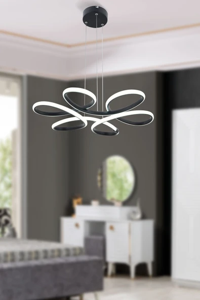 Trend Kitchen Pecunia  Modern Siyah Modern Sarkıt Led Avize Salon, Mutfak, Oda, Hol Aydınlatma ürün görseli 1