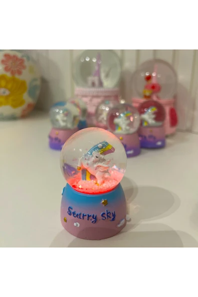 Unicorn Işıklı Mini Boy Kar Küresi Tky0434 - Resim 5