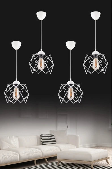 Trend Kitchen Elegante Beyaz Modern Sarkıt Salon Mutfak Oturma Odası Hol Avize Aydınlatma (4 ADET/CAMSIZ) ürün görseli 1