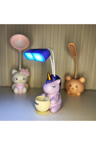 Unicorn Sevimli Kalemlikli Şarjlı Masa Lambası Tky0436 ürün görseli 1