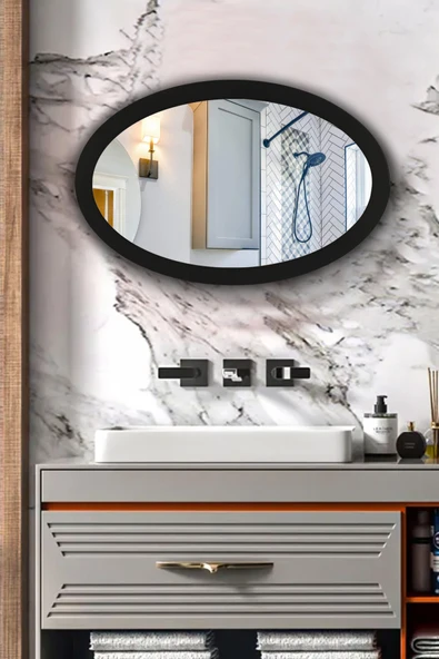Trend Kitchen Lumerıa Modern Ahşap Çerçeveli Hol Koridor Salon Banyo Duvar Ve Makyaj Aynası (53x35) ürün görseli 1