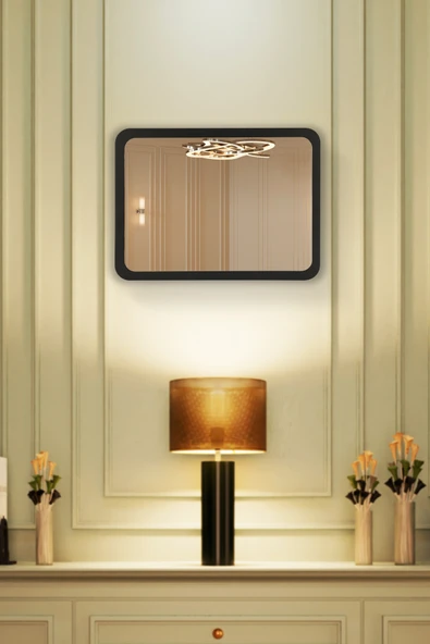 Trend Kitchen Belvano Modern Ahşap Çerçeveli Antre, Hol Koridor Salon Banyo Duvar Ve Makyaj Aynası (68x53) ürün görseli 1