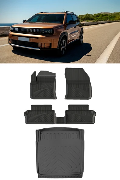 Sahler Fiat Grande Panda  2025 ve Sonrası 4.5D  Paspas Rİzline 3D Bagaj Havuzu Sabit Zemin ürün görseli 1