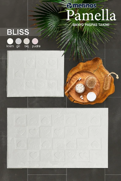 Merinos Pamella 2 Li Banyo Paspas Takımı Bliss Krem ürün görseli 1