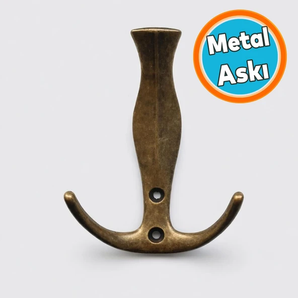 Portmanto Askı Metal Antik Sarı Dekoratif Duvar Askılığı Ev Ofis Montajlı Askılık Modeli ürün görseli 1