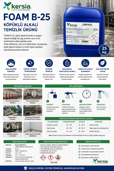 Kersia FOAM B-25 (Köpüklü Alkali Temizlik Ürünü) 25 kg ürün görseli 1