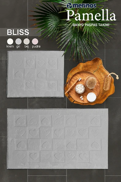 Merinos Pamella 2 Li Banyo Paspas Takımı Bliss Gri ürün görseli 1
